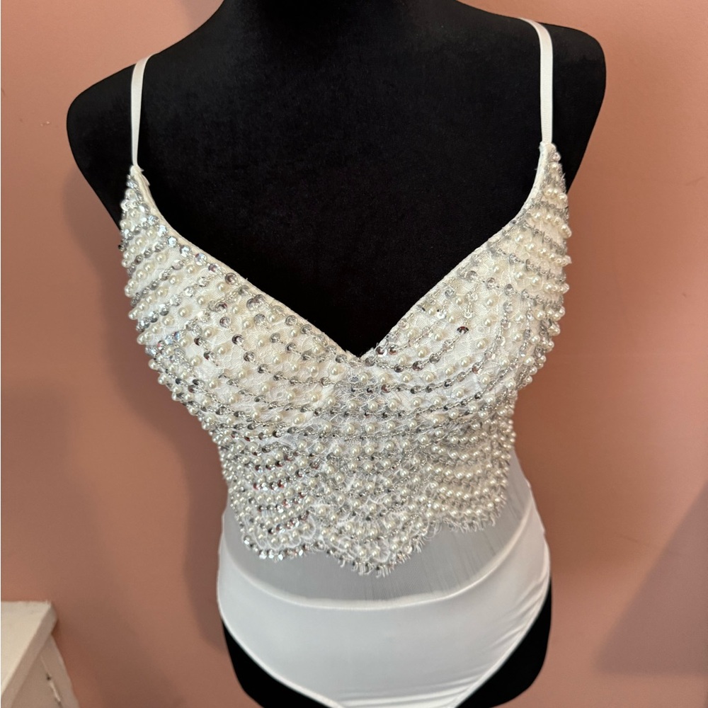 White Beaded Bodysuit